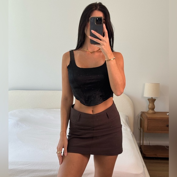 Satin Black Crop Top - Picture 1 of 1